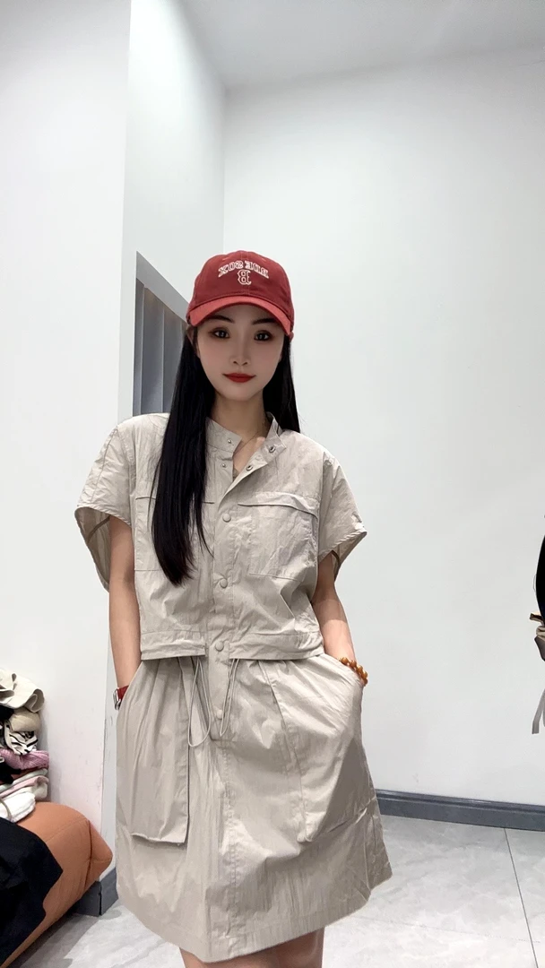 3557【蝶谷】欧货2024夏季新款女士时尚工装连体裙设计感新潮假两件