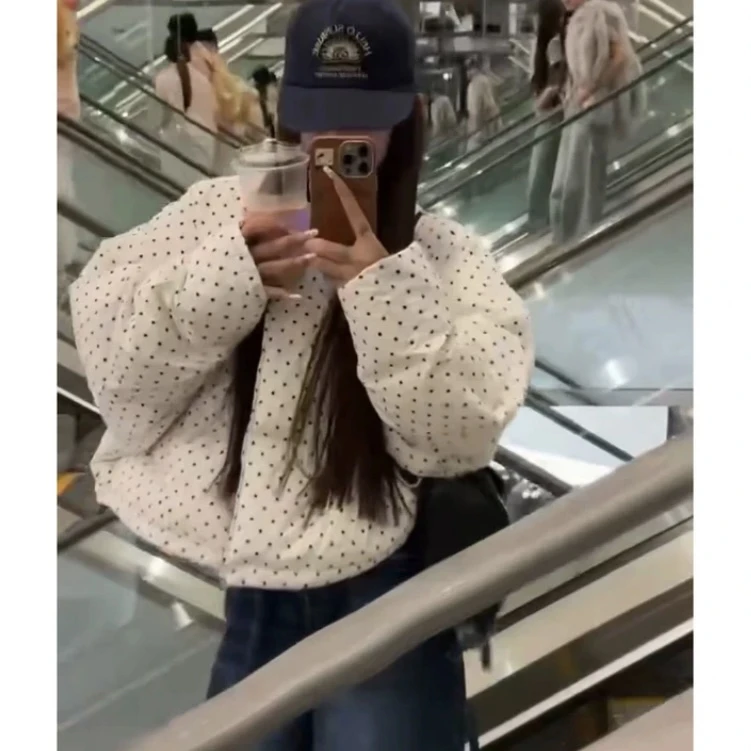 【哇塞优选】波点加厚短外套时尚百搭韩版宽松