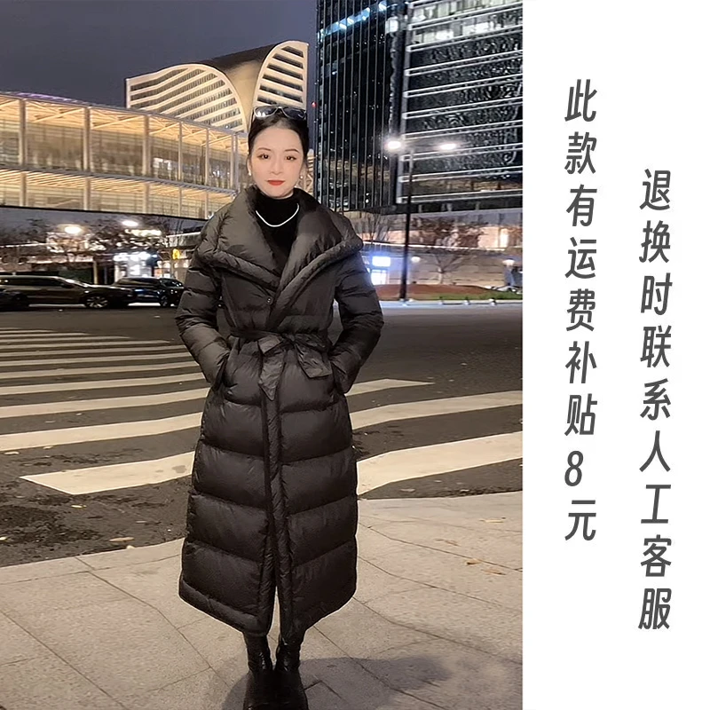 把羽绒被穿在身上  90白鸭绒！！中长款显瘦气质羽绒服女
