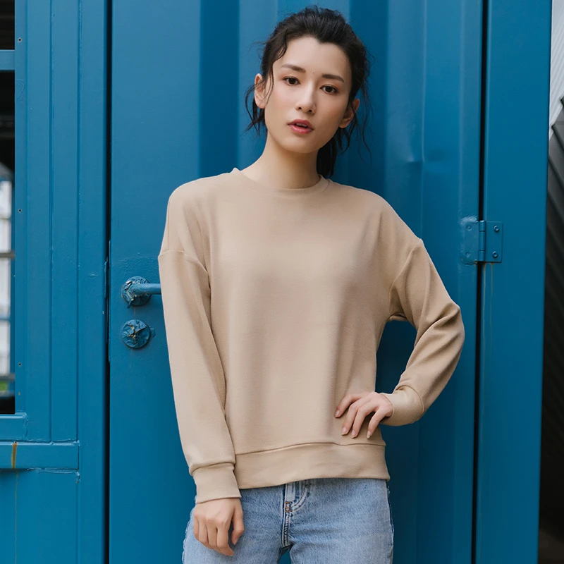 秋冬女士加厚舒适长袖圆领套头简约保暖打底衫LD14001