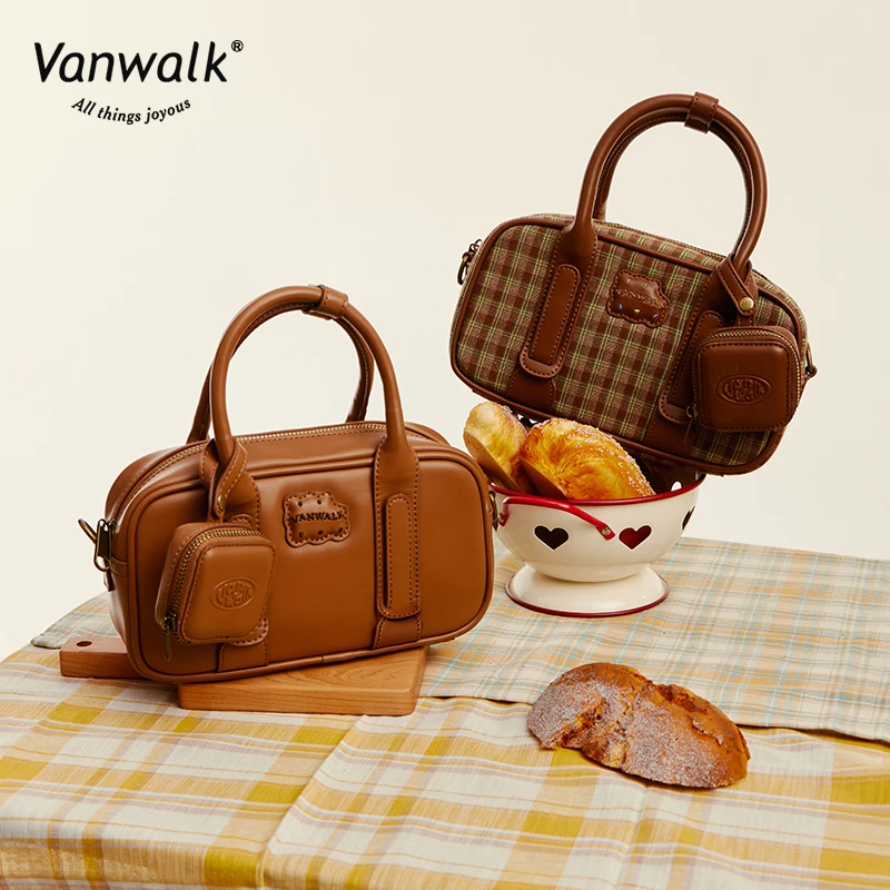 VANWALK保龄球包2025新款通勤百搭女包大容量单肩手提包带耳机包