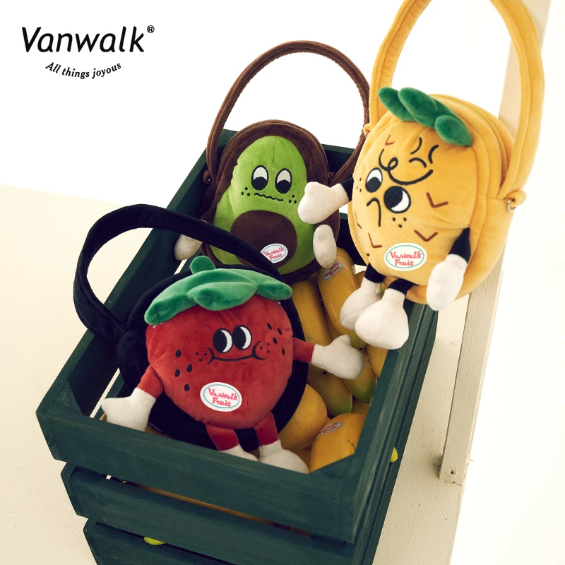 VANWALK果趣精灵 自制治愈公仔包毛绒卡通手提斜挎包日系少女百搭