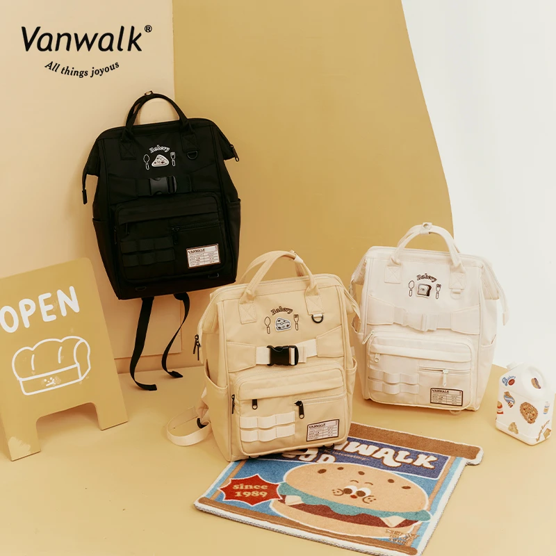 VANWALK面包屋 自制日系学院学生书包初高中双肩包搭ins食物挂件