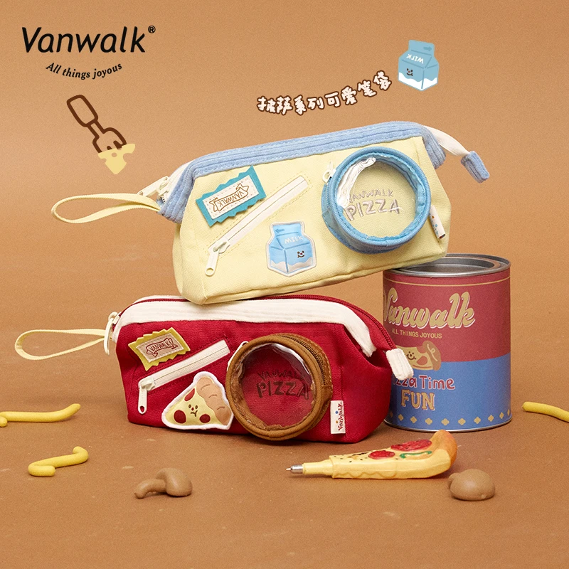 VANWALK披萨系列 原创设计可爱食物笔袋学生开学指南文具收纳袋女