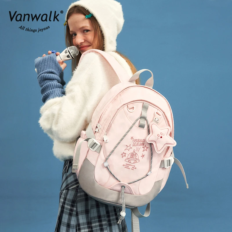 【2025】VANWALK自制学院风书包超轻书包学生护脊肩负大容量书包ins