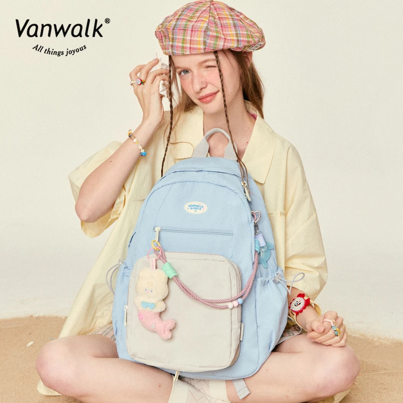 VANWALK泡泡岛 原创个性痛层双肩背包少女新款出游初中高中生书包