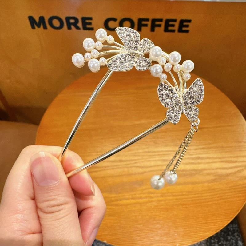 哈韩宅物新款蝴蝶发簪盘发神器丸子头簪子简约高级感超仙发饰