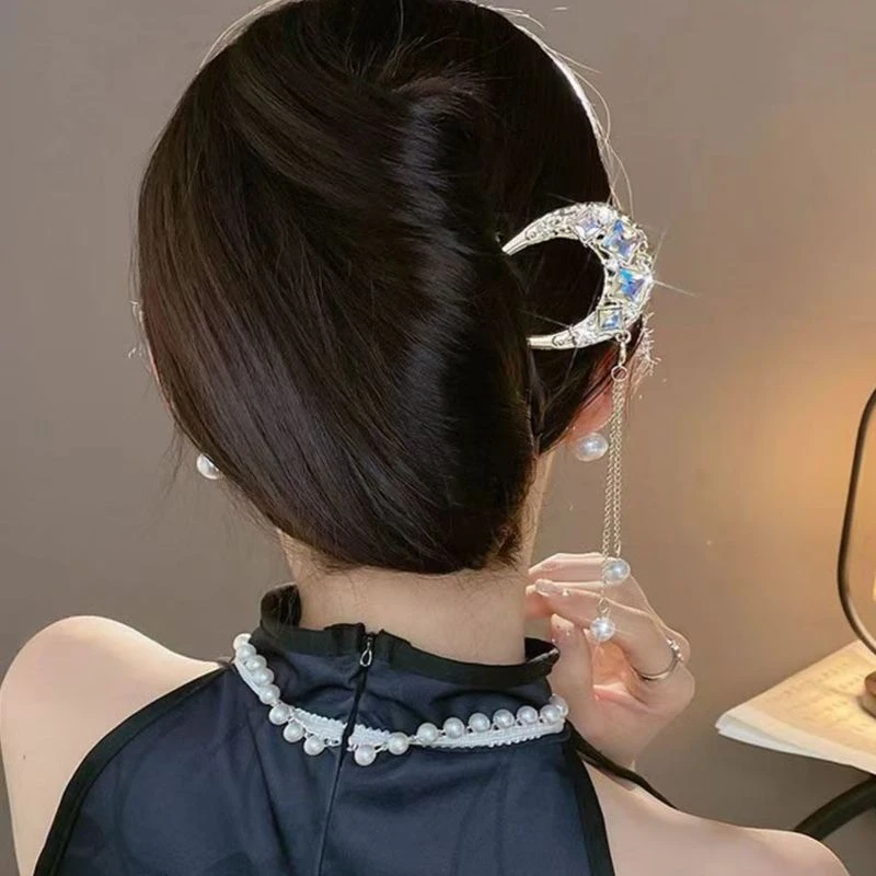 哈韩宅物哈韩宅物新款带钻U型发簪新中式流苏簪子盘发发钗头饰