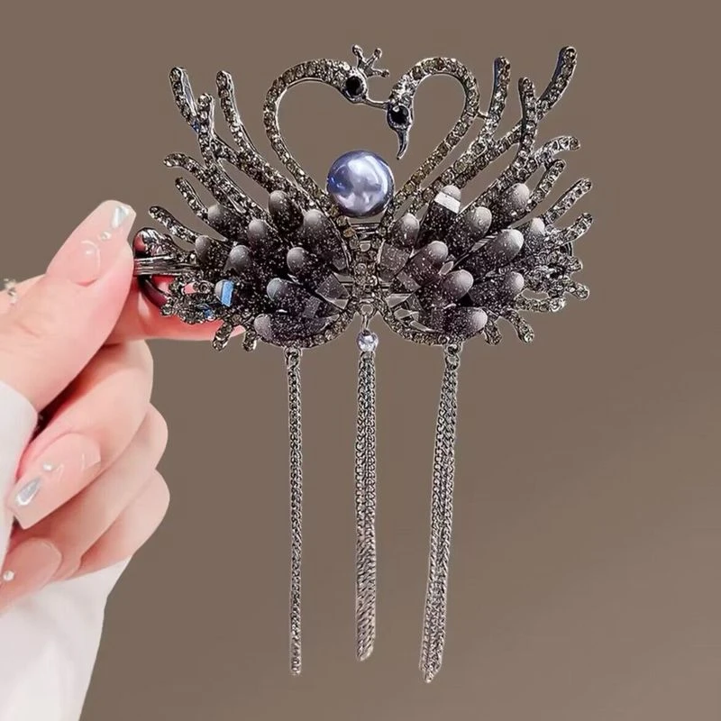 哈韩宅物精致天鹅扭夹后脑勺盘发发夹一字夹丸子头盘发神器