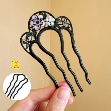 哈韩宅物U型发簪古风四齿盘发梳插梳发簪盘发神器【送四齿插梳】