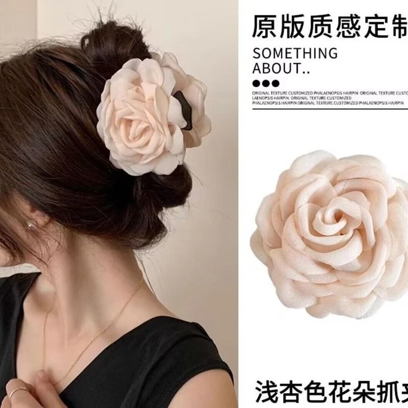 哈韩宅物复古立体大花抓夹法式浪漫大抓夹港风玫瑰花发抓鲨鱼夹