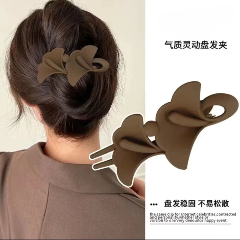 哈韩宅物亚克力发饰银杏叶鸭嘴夹盘发发夹后脑勺一字夹简约头饰