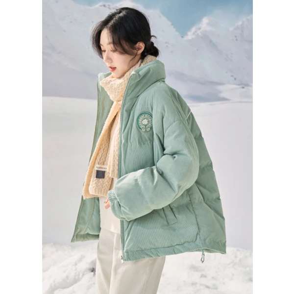 【金拐子专属】茵曼立领白鸭绒短款羽绒服百搭加厚时尚鸭绒潮7335