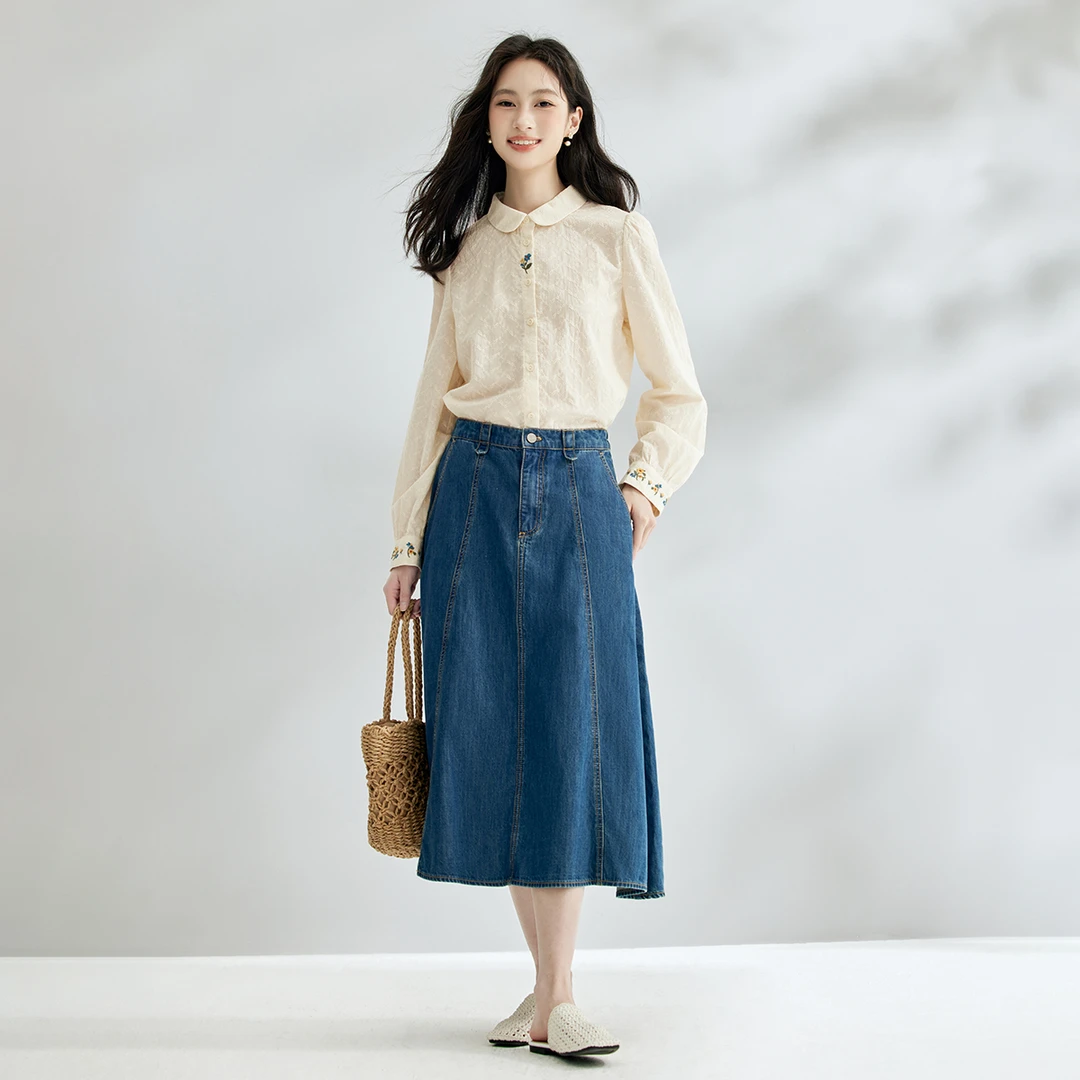 【茵曼女装】茵曼立领翻小众设计感领气质长袖衬衫K18438575