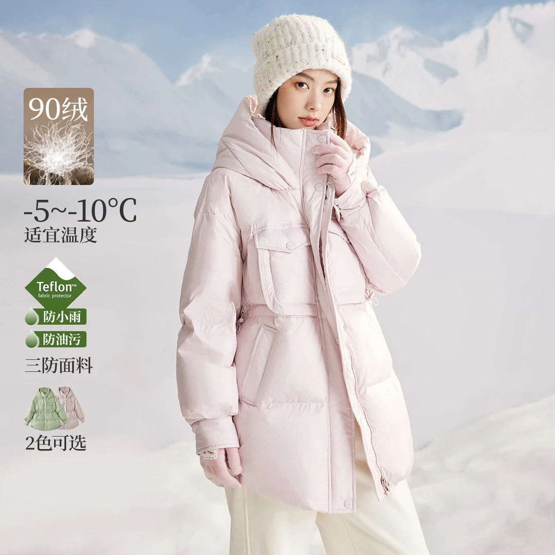 【茵曼女装】三防加厚连帽羽绒服时尚保暖面包服外套18448585