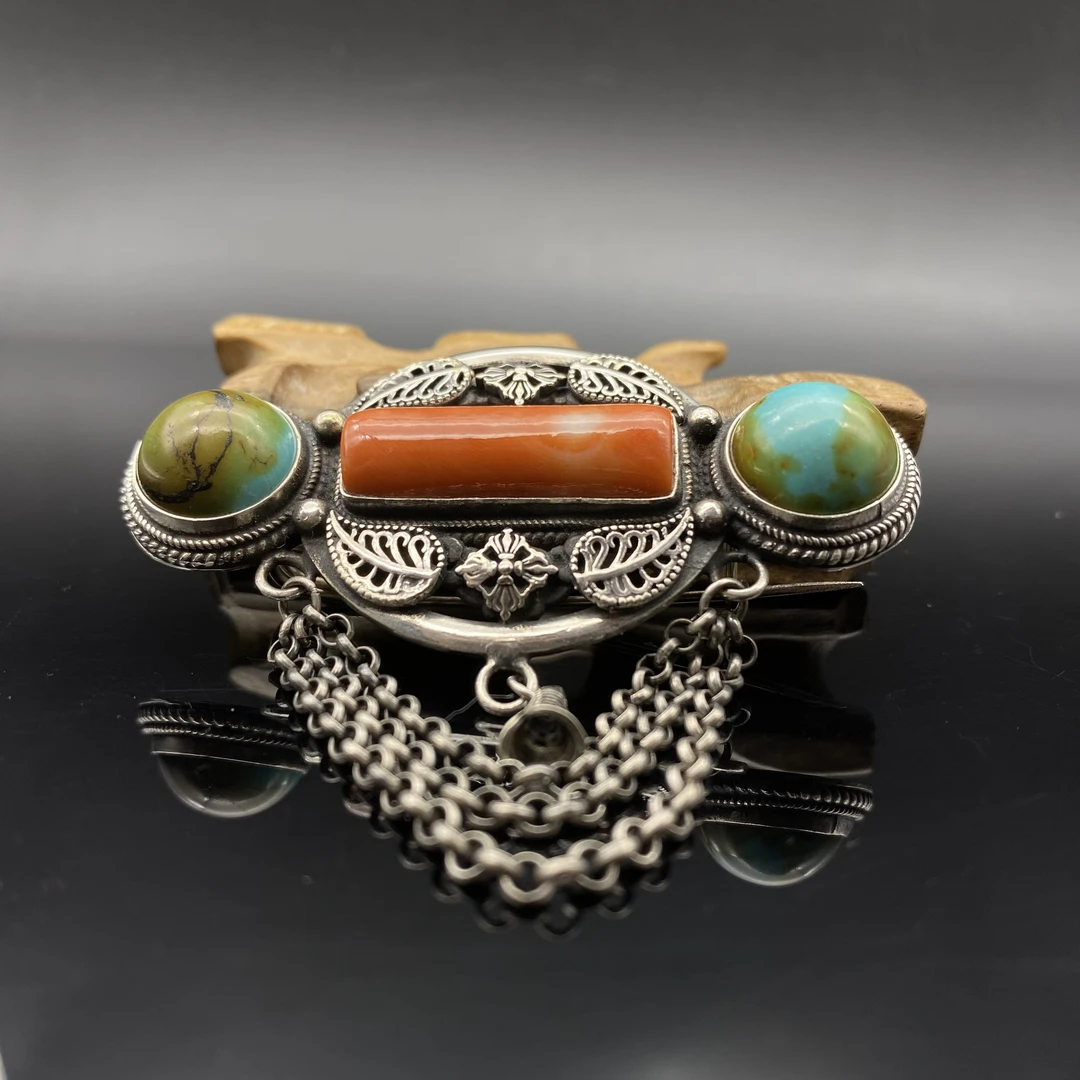 足银树脂胸针 正品旭日银胸针蒙古元素民族风纯银s990手工2699