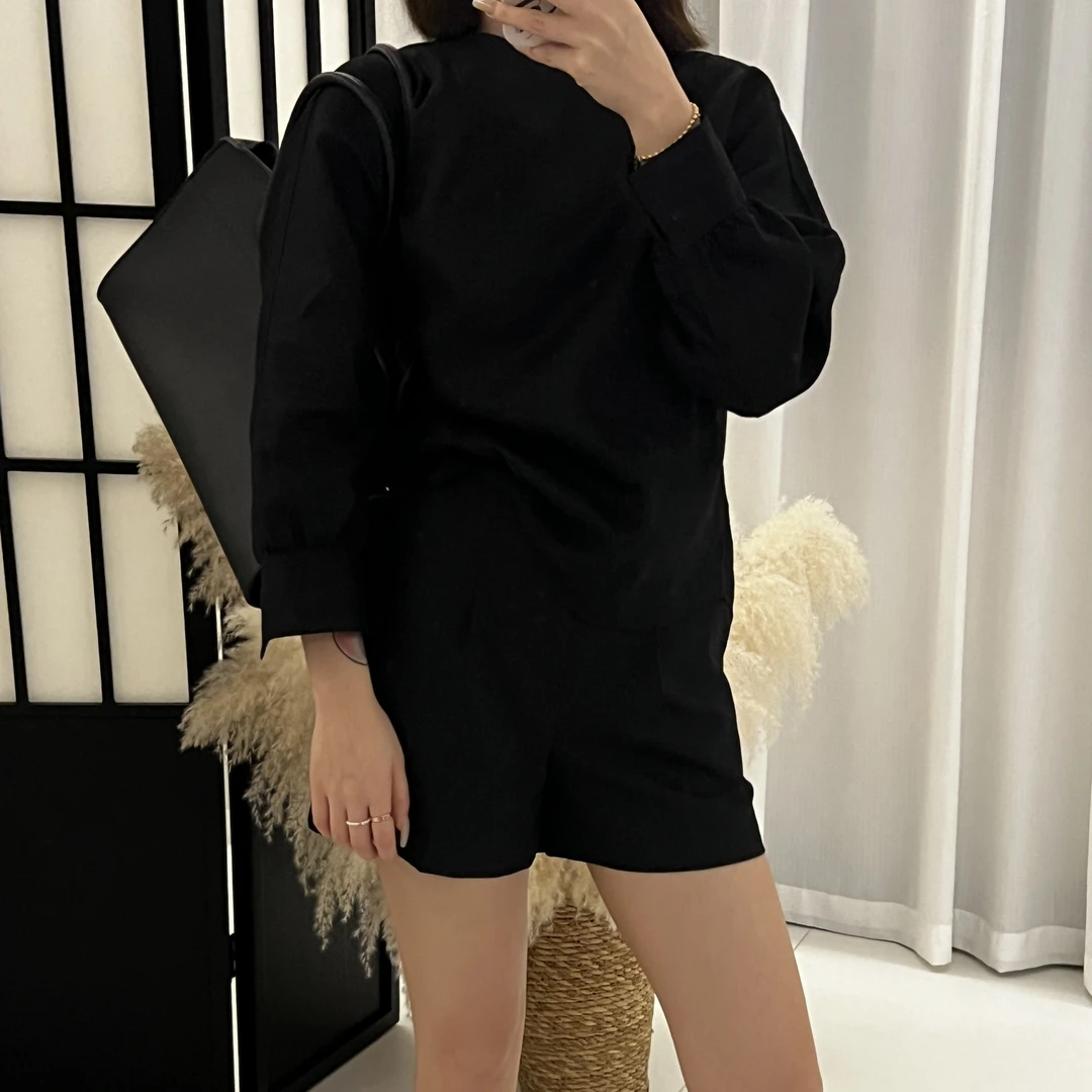 swx studio2店 100%亚麻高级感黑色显瘦夏季新款衬衣