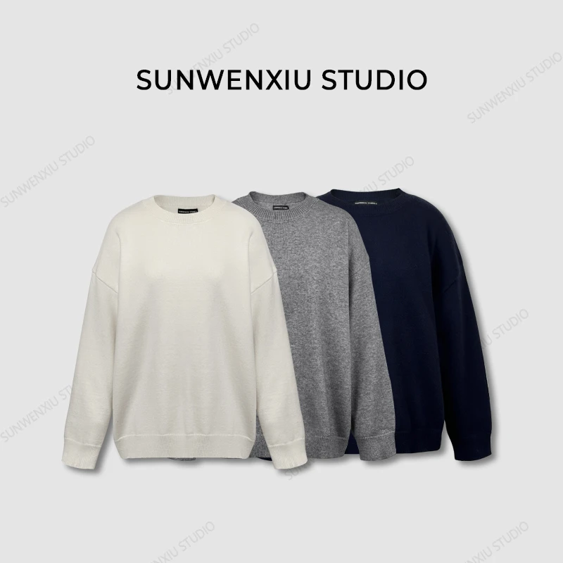 swx studio小白玩家时尚简约基础款极简软糯不扎圆领毛衣