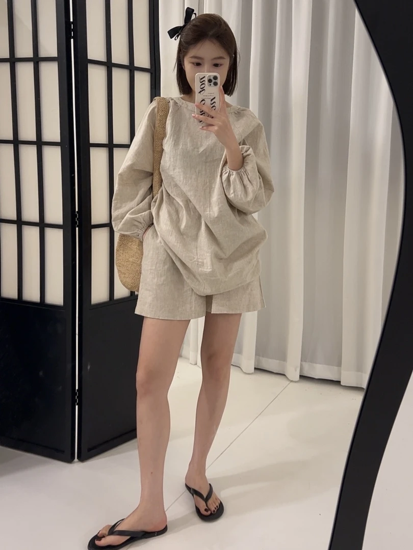 swx studio2店  私服系列 清冷感夏季休闲棉麻套装