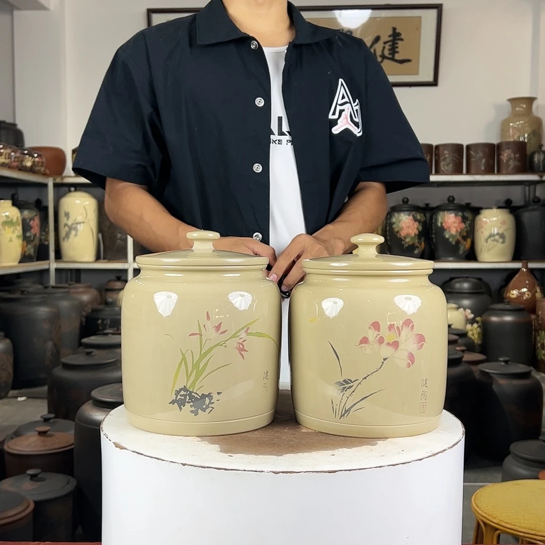 一对357克醒茶罐纯手工