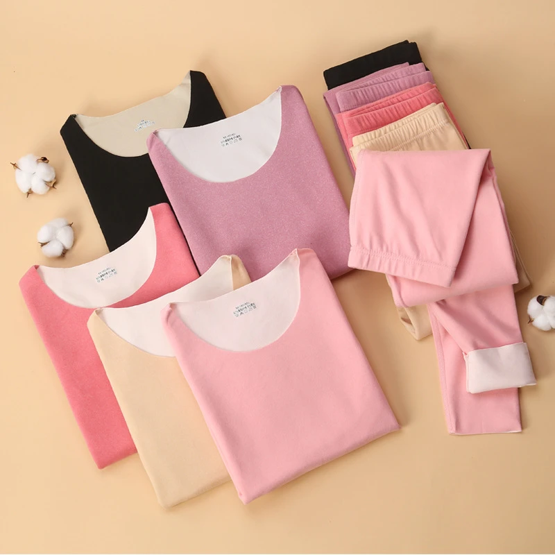 熊丹妮AB面双面绒保暖内衣套装2024新款男女士秋衣秋裤冬季打底衫