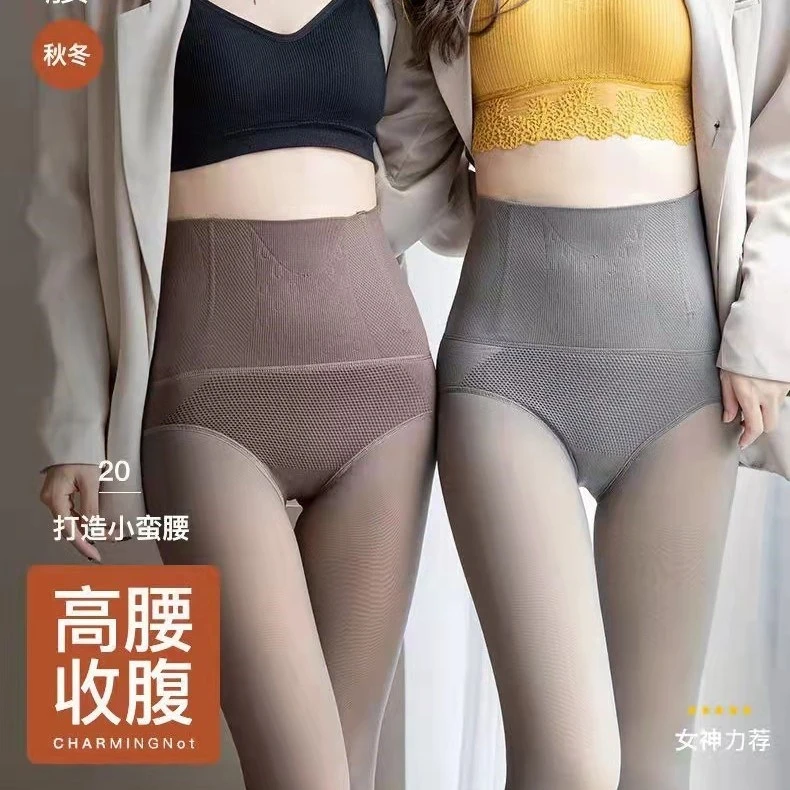 熊丹妮空姐灰一体透肤连裤袜女秋冬款高腰收腹大码加绒加厚打底袜