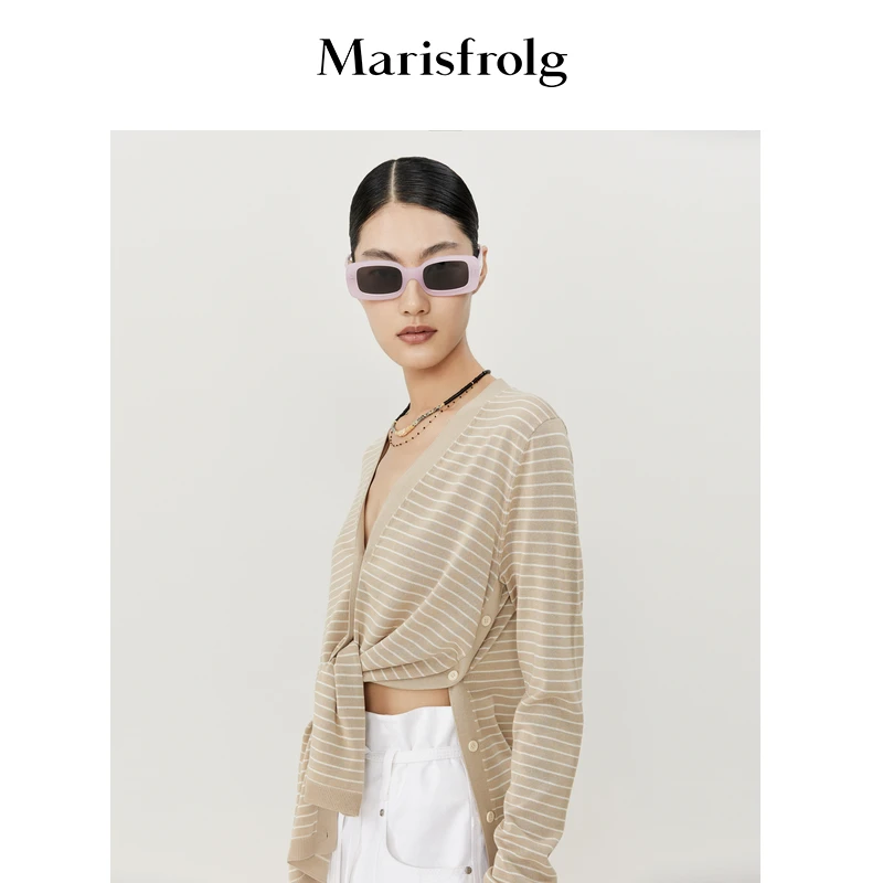 【羊羊专属】Marisfrolg/玛丝菲尔条纹垂感毛针织衫开衫