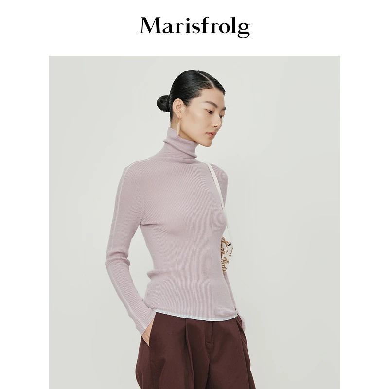 【晨晨甄选】Marisfrolg玛丝菲尔半高领修身秋冬套头女士纯色针织衫