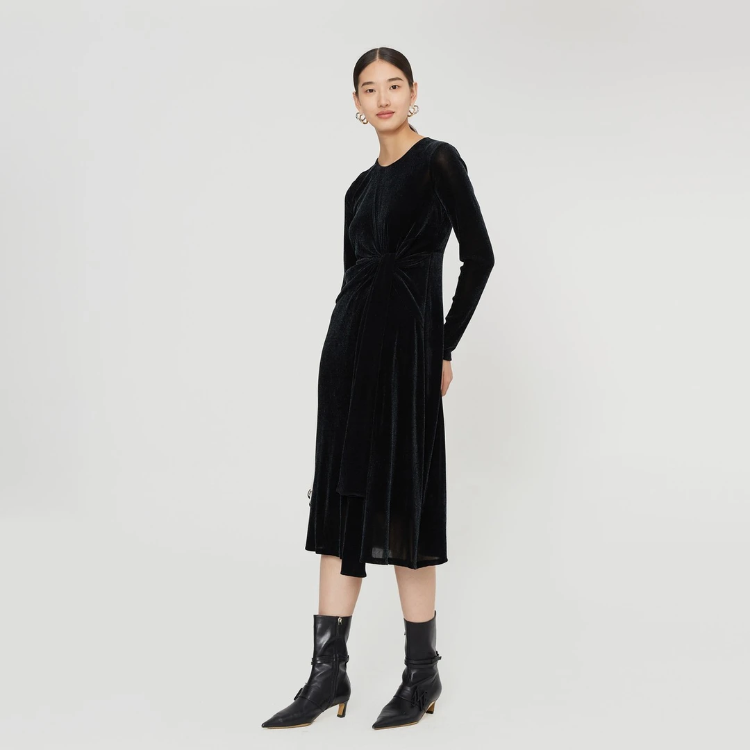 Marisfrolg/玛丝菲尔【妍妍精选】长袖连衣裙收腰优雅秋冬