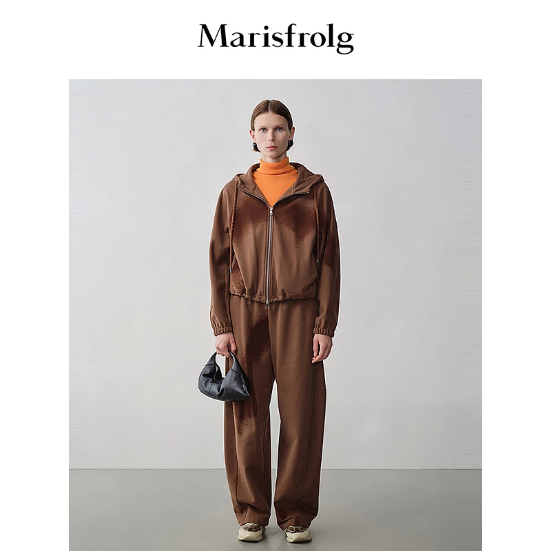 【米儿精选】玛丝菲尔下摆抽褶植绒工艺卫衣套装上衣ACEG40368