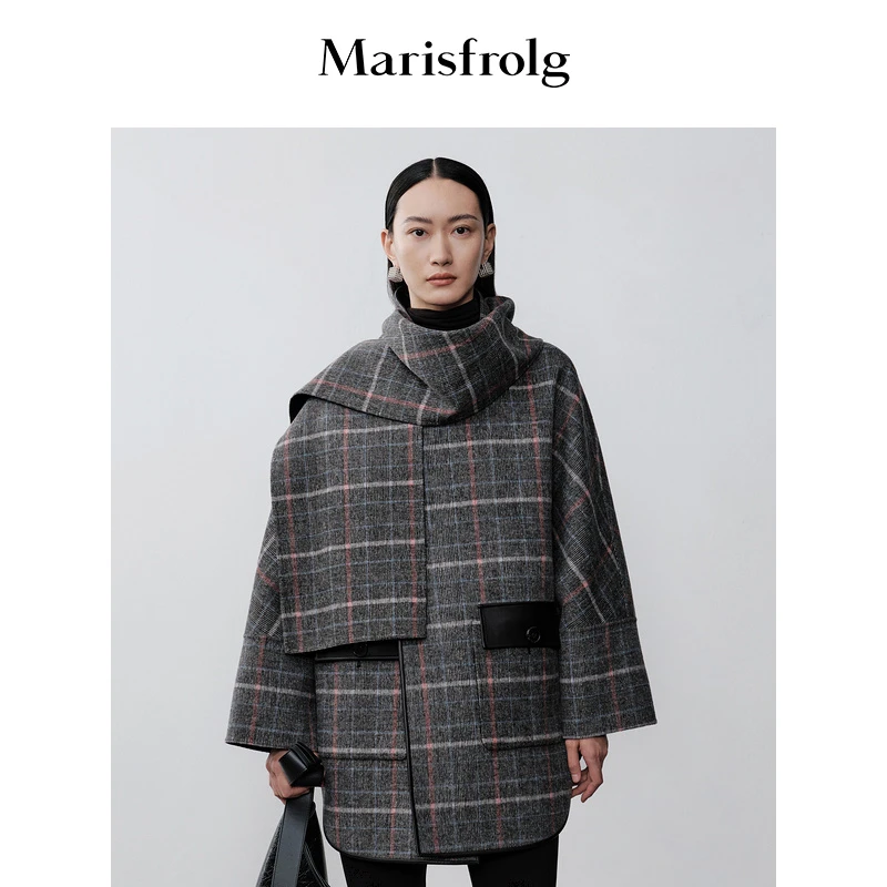【平子精选】Marisfrolg玛丝菲尔经典格子中长款大衣