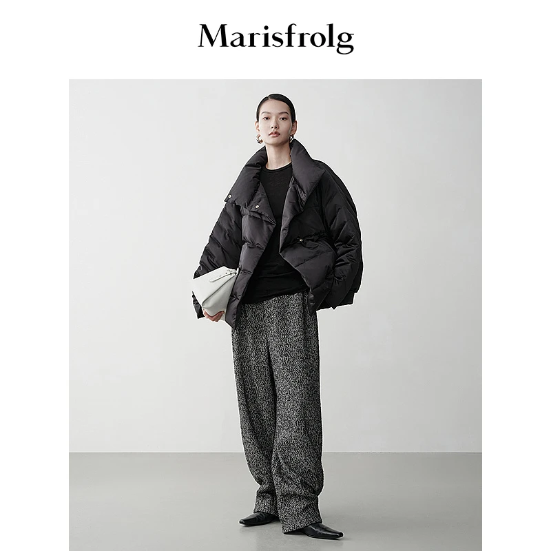 【米儿精选】玛丝菲尔2024冬新款黑色白鹅绒羽绒短外套