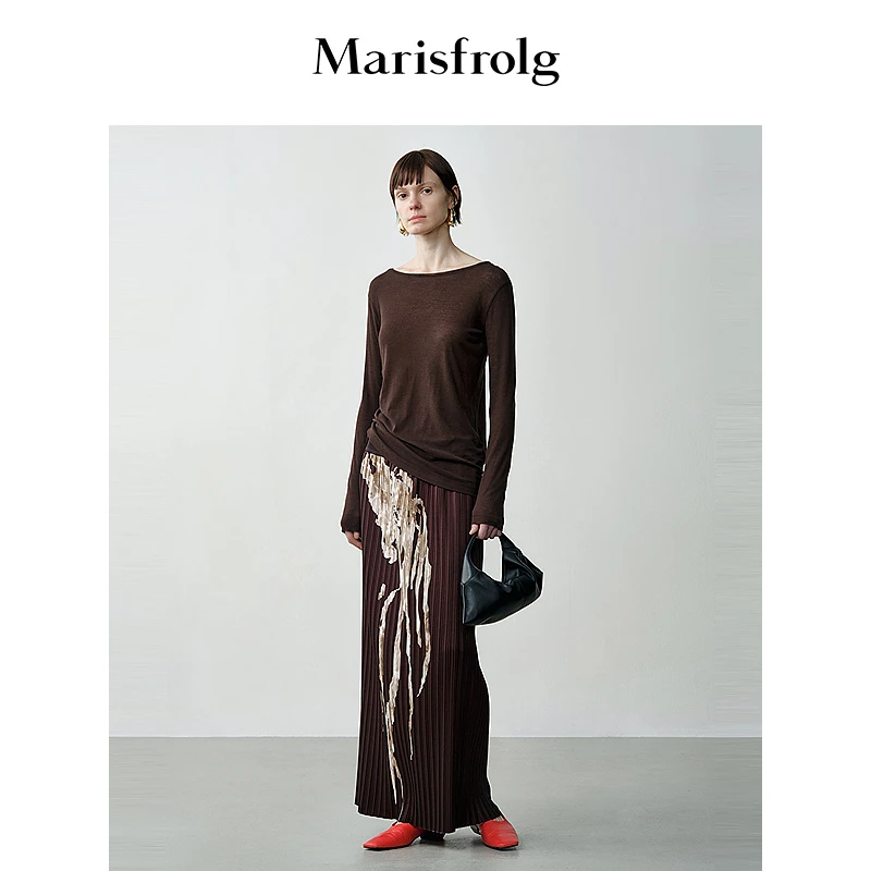 【艺术家灵感】玛丝菲尔艺术剪影花稿宽腰头压褶半身裙A1EG32222