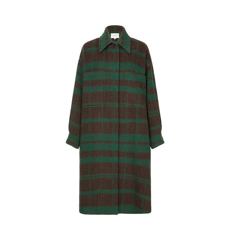 【米儿精选】玛丝菲尔毛呢外套呢大衣秋冬A1CX42928时尚绿色双面