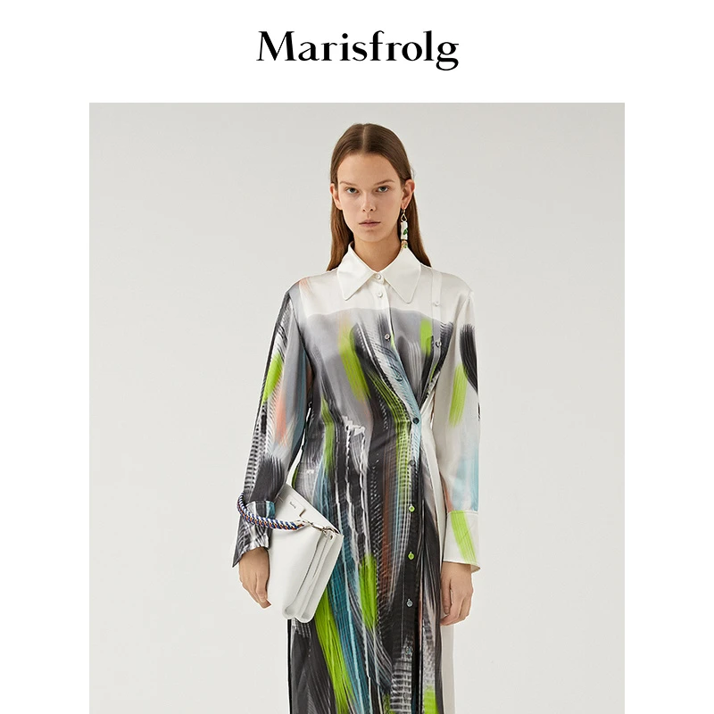 【新年新装】玛丝菲尔真丝连衣裙中长款设计感裙子长袖A1AY11556