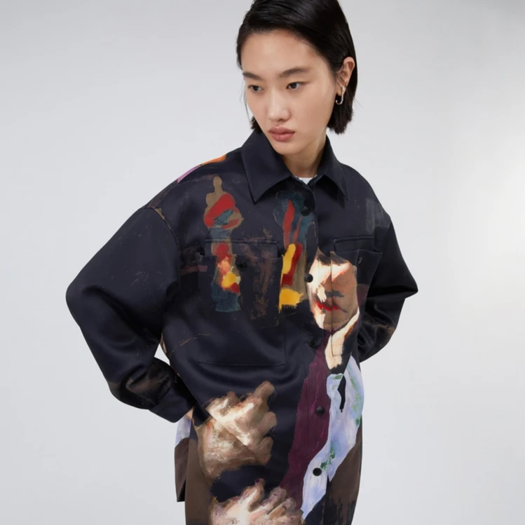 Marisfrolg/玛丝菲尔外套长袖衬衣复古印花设计师上衣女A1BW3093L