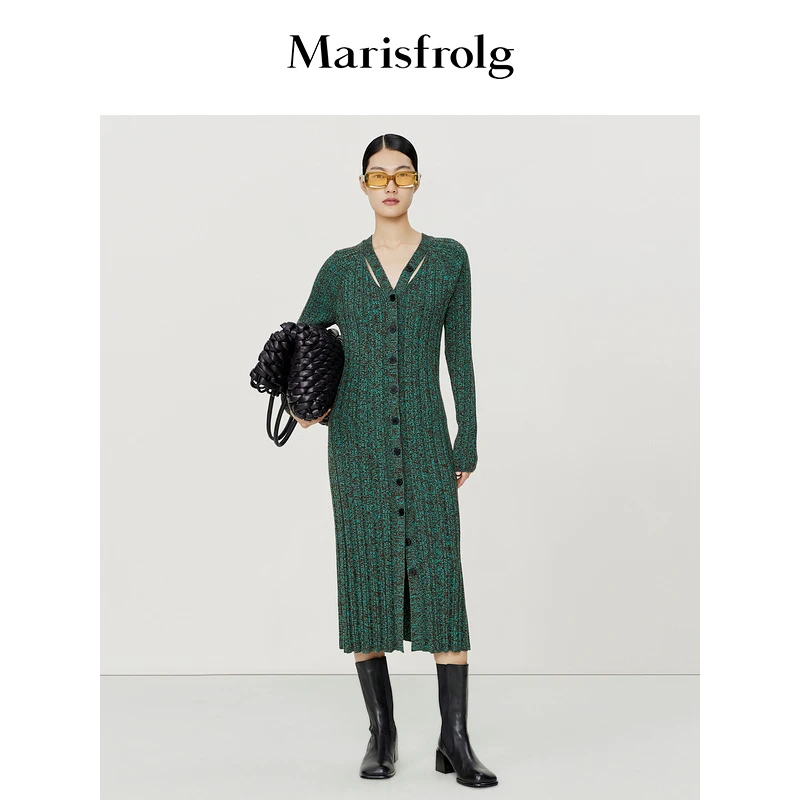 【美利奴羊毛】Marisfrolg玛丝菲尔连衣裙针织气质优雅时尚复古提花
