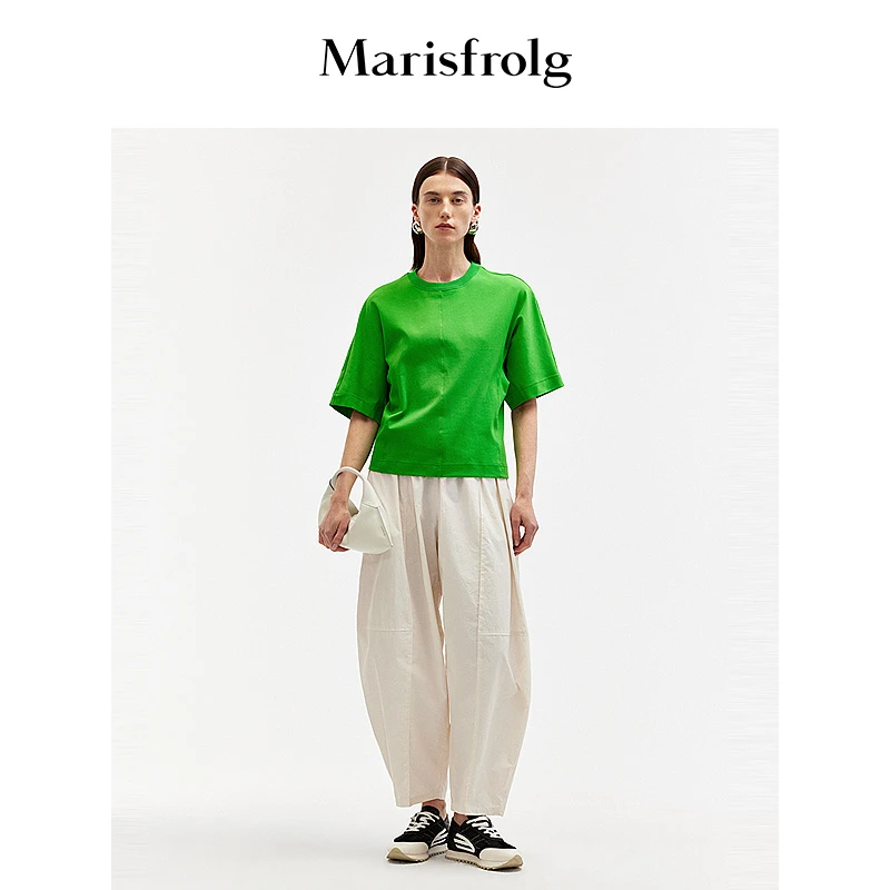 Marisfrolg设计师款小蛮腰玛丝菲尔时尚休闲夏季纯棉T恤A1EG21227