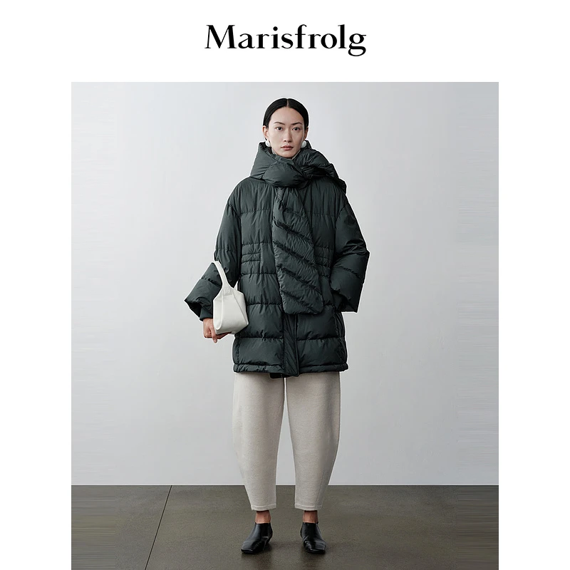 【极寒系列】玛丝菲尔宽松加厚女士简约运动连帽羽绒服A1DE4705Y