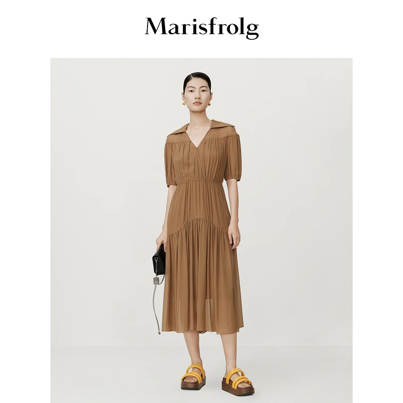 【乔其纱】Marisfrolg玛丝菲尔轻薄双绉真丝连衣裙A1DE23566