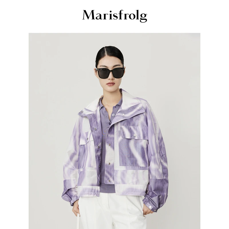 【艺术时装大衣】Marisfrolg玛丝菲尔长袖运动短款宽松撞色潮流风衣
