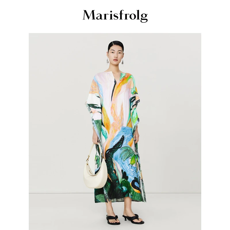 Marisfrolg玛丝菲尔春夏宽松印花设计师优雅气质连衣裙A1DE21816