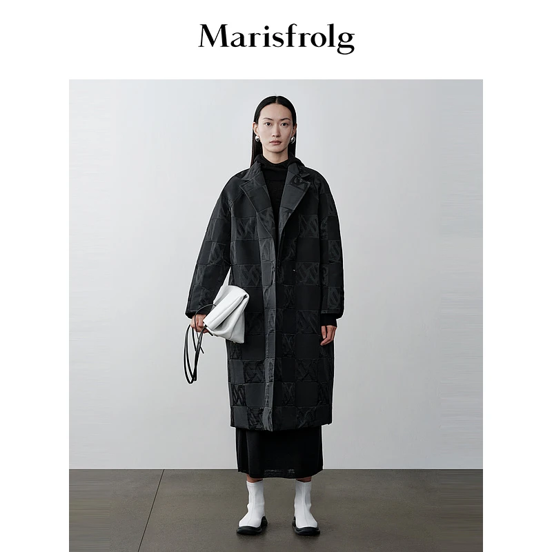【双面可穿】Marisfrolg玛丝菲尔冬季黑色中长款羽绒服A1DE4706Y
