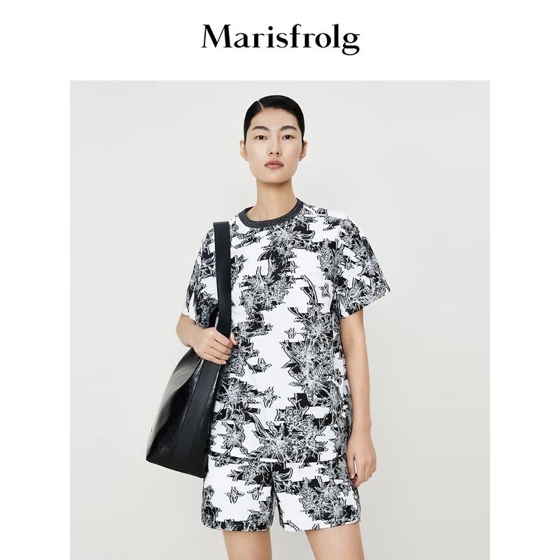 Marisfrolg玛丝菲尔夏季新款蝴蝶艺术花稿休闲套装A1DE2008Z