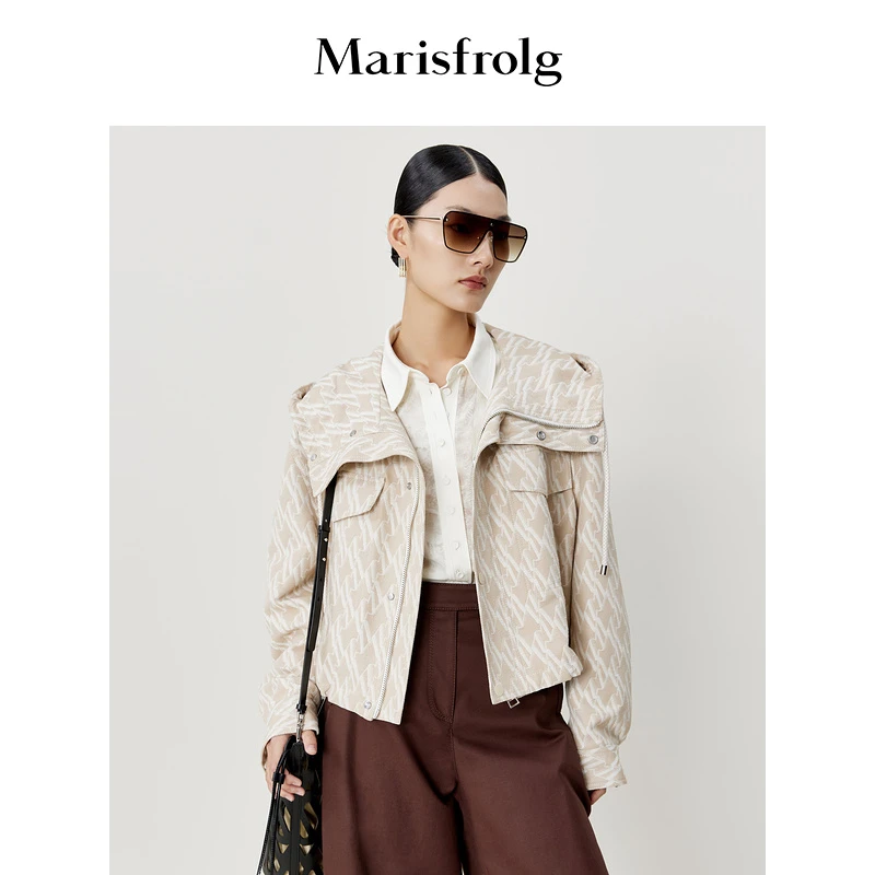 Marisfrolg/玛丝菲尔肌理感棉质连帽长袖短外套