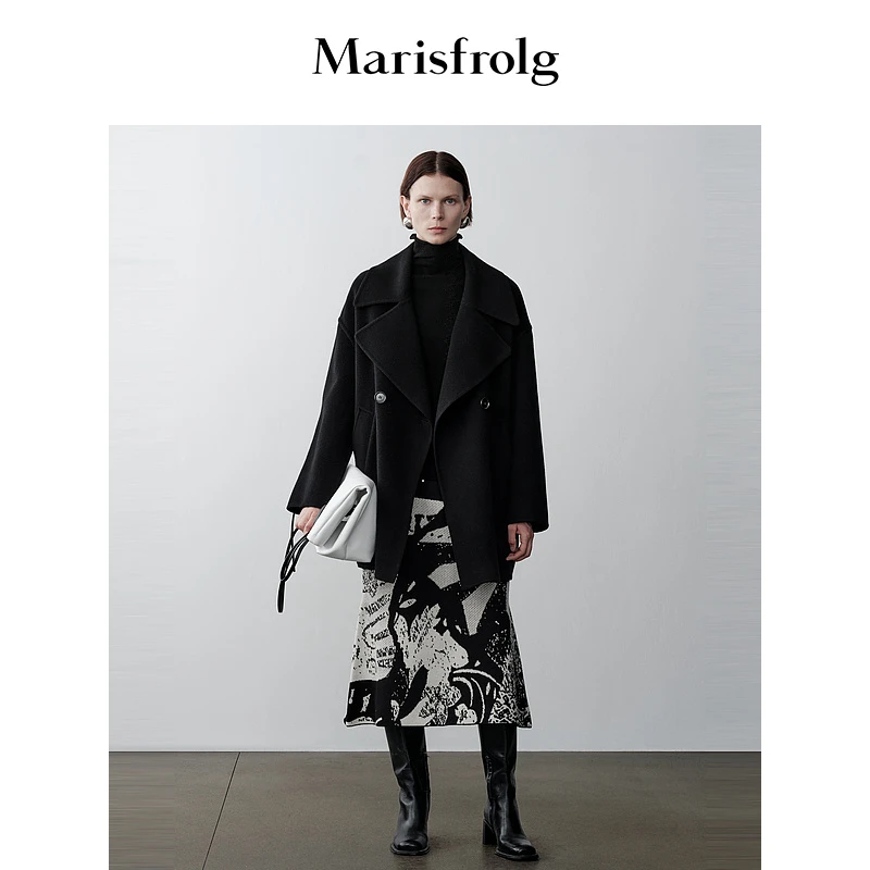 【艺术时装大衣】Marisfrolg玛丝菲尔翻领双排扣毛呢大衣A1DE4385D