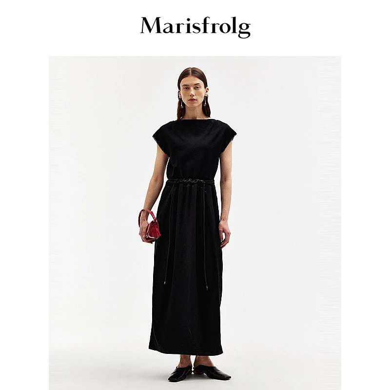 【新能量·量感黑裙】玛丝菲尔时尚休闲夏季黑色连衣裙A1EG2182E