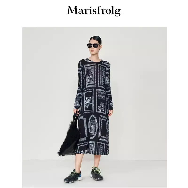 Marisfrolg/玛丝菲尔连衣裙气质条纹秋冬A1BW41246时尚
