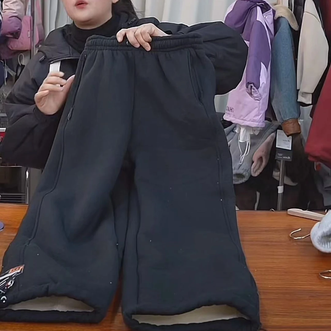 401242《黑》小涵家大童青少年百搭男女款舒适百搭加绒休闲裤