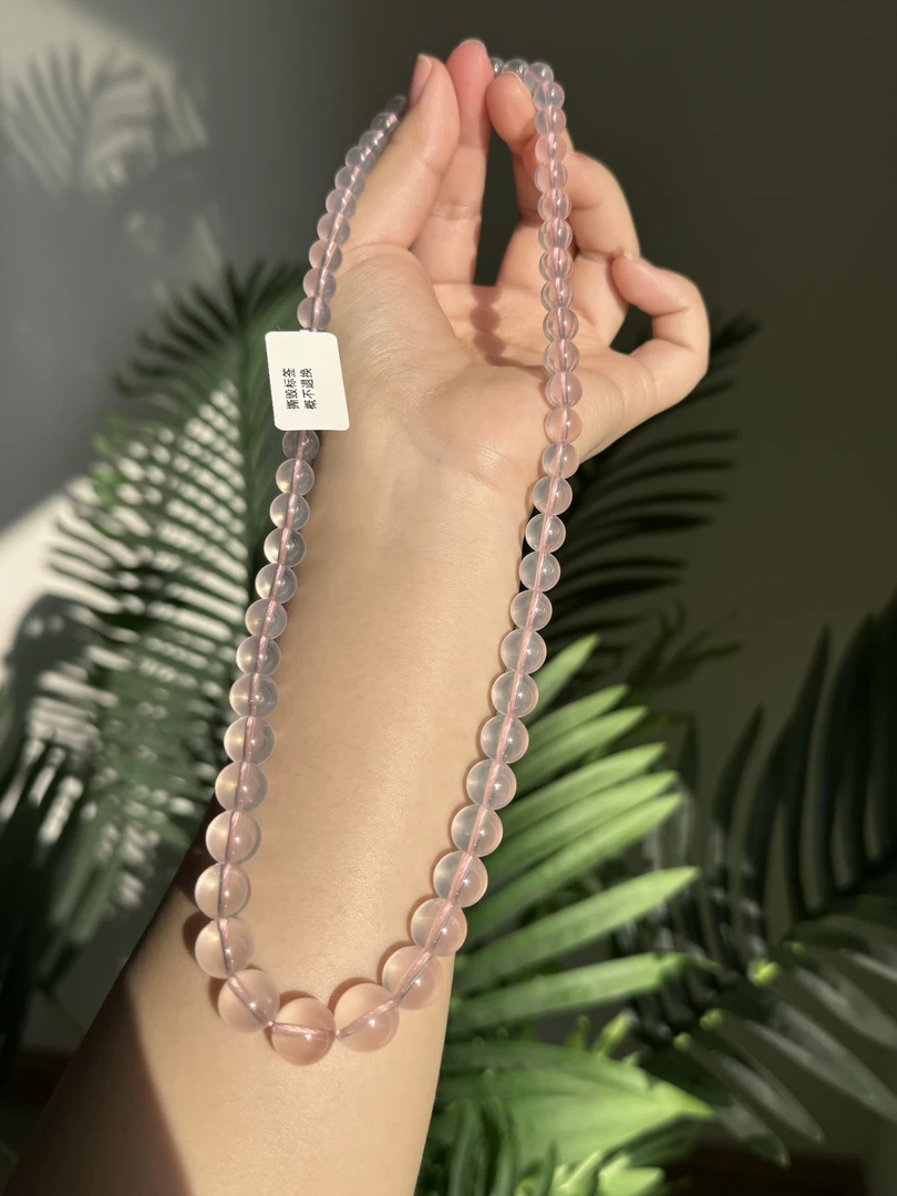 碧瑶·粉晶925银塔链